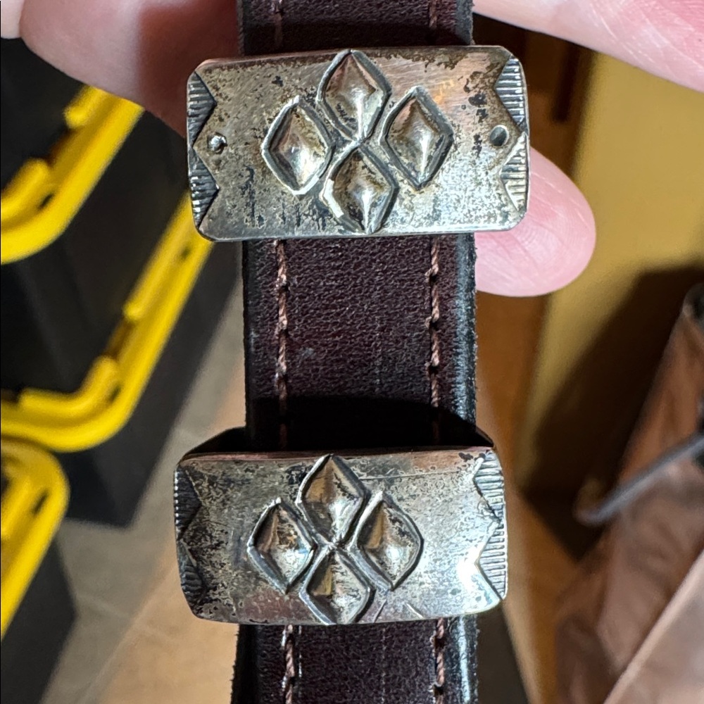 Navajo J.C. Delgarito Sterling Silver Ranger Belt 4pc Set Leather Sz 39 Vintage - Picture 4 of 8